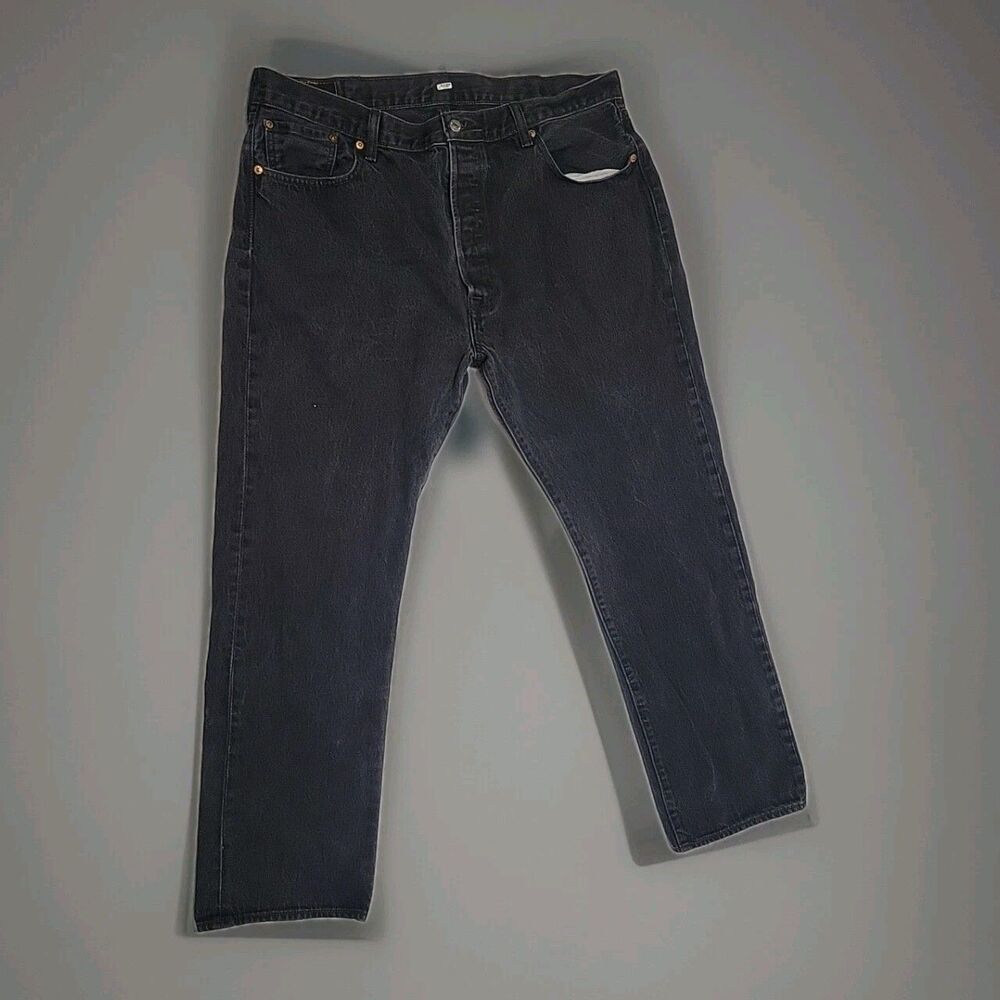 VTG Y2K LEVIS 501 STRAIGHT LEG BUTTON-UP Black Denim Jeans - Men 40X32